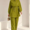 Belted Ankle Cuff Two-Piece Set