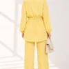 Belted Buttoned Two-Piece Set Yellow - Afbeelding 4