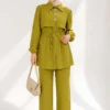 Belted Buttoned Two-Piece Set