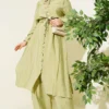 Belted Shirt Collar Long Tunic Two-Piece Set