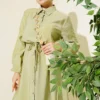 Belted Shirt Collar Long Tunic Two-Piece Set - Afbeelding 2