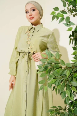 Alternative view of Belted Shirt Collar Long Tunic Two-Piece Set