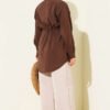 Belted Tunic with Hidden Buttons Modal Shirt Brown – Image 3