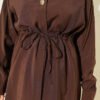 Belted Tunic with Hidden Buttons Modal Shirt Brown – Image 4