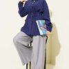 Belted Tunic with Hidden Buttons Modal Shirt Navy Blue – Image 2