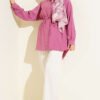 Belted Tunic with Hidden Buttons Modal Shirt – Image 2