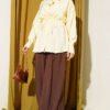 Belted Tunic with Hidden Buttons Modal Shirt Yellow – Image 2