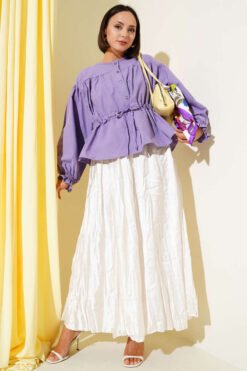 Alternative view of Belted Pleated Short Shirt Lilac