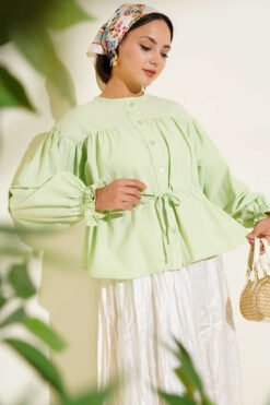 Belted Pleated Short Shirt