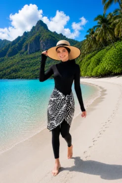 Alternatieve weergave van Belted Patterned Short Pareo Black