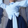 Short Shirt with Belted Detail Baby Blue