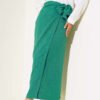Belted Linen Skirt Green