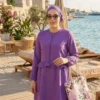 Ruffled Waist Three-Piece Swimsuit Set Lilac - Imagen 2