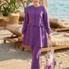 Ruffled Waist Three-Piece Swimsuit Set Lilac - Imagen 3