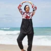 Floral Print Modest Swimwear Red – Image 5