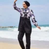 ⁦Floral Print Modest Swimwear Lilac⁩ - الصورة ⁦4⁩