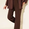 High-Waisted Wide-Leg Pants Brown