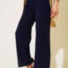 High-Waisted Wide-Leg Pants Navy Blue - Afbeelding 2
