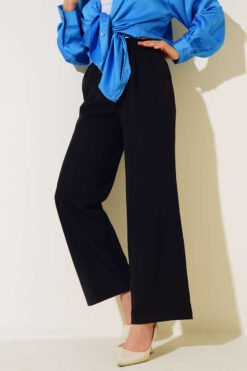 High-Waisted Wide-Leg Pants Black