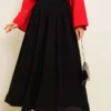 Pleated Skirt with Zippered Waistband Black