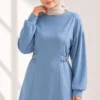 Belted Gold Buckle Tied Lounge Set Baby Blue – Image 3