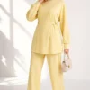 Belted Gold Buckle Tied Lounge Set Yellow - Imagen 3