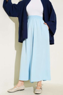 Vue alternative de Elastic Waist Detail Loose Pants Blue