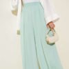 Elastic Waist Detail Loose Pants Mint