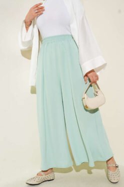 Elastic Waist Detail Loose Pants Mint