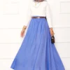Elastic Waist Pocket Detail Skirt Baby Blue