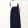 Elastic Waistband Pocket Detail Skirt Navy Blue – Bild 3