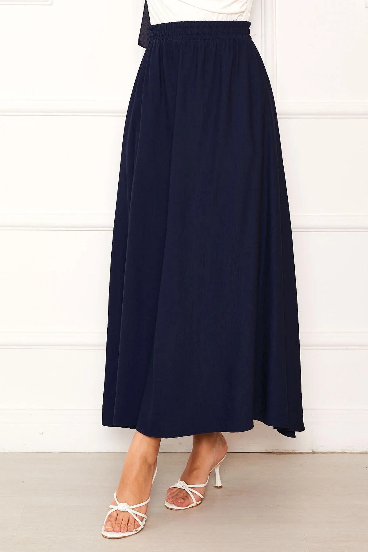Elastic Waistband Pocket Detail Skirt Navy Blue – Bild 5