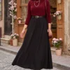 Elastic Waistband Pocket Detail Skirt Black