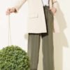 Elastic Waist Pocket Modal Trousers Khaki