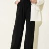Elastic Waist Pocket Modal Trousers Black
