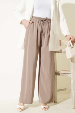 Elastic Waist Pocket Modal Trousers Mink