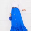 Elastic Waist Button Detail Modest Skirt – Image 3