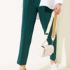 Elastic Waist Slim Fit Trousers Emerald
