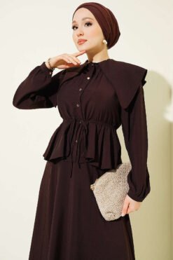 منظر بديل لـ Navy Collar Skirt Set Brown