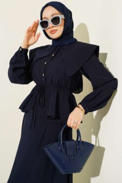 منظر بديل لـ Navy Collar Skirt Set Navy Blue