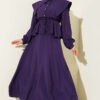 Navy Collar Skirt Set Purple