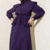 Navy Collar Skirt Set Purple - Image 2