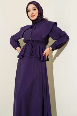 منظر بديل لـ Navy Collar Skirt Set Purple