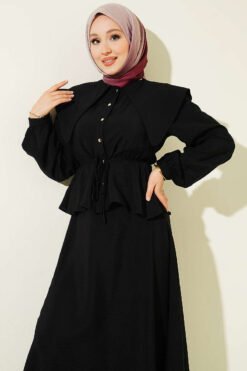 منظر بديل لـ Navy Collar Skirt Set Black
