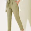 Elastic Waist Double Leg Trousers Khaki