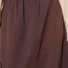Elastic Waistband Belted Flared Skirt Brown - Imagen 4