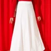 Elastic Waist Flared Midi Skirt White