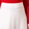 ⁦Elastic Waist Flared Midi Skirt White⁩ - الصورة ⁦4⁩