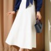 Elastic Waist Flared Basic Skirt White