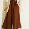 Elastic Waist Oversized Trousers Brown
